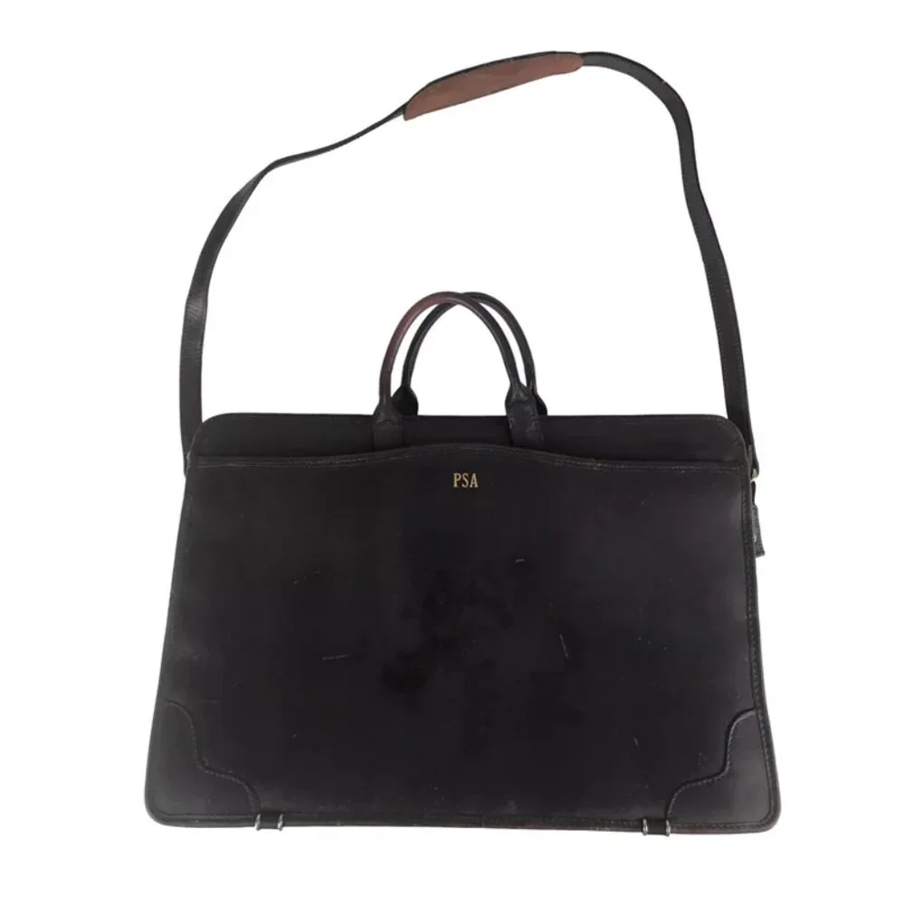 Dilana Briefcase Document‎ Case Unisex Brown Leather Detachable Strap Bag